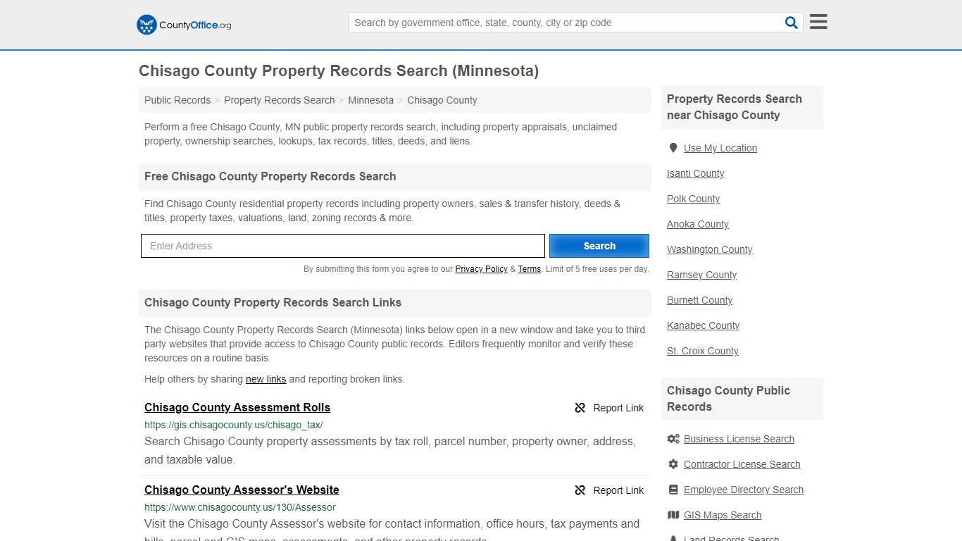 Property Records Search - Chisago County, MN (Assessments ...